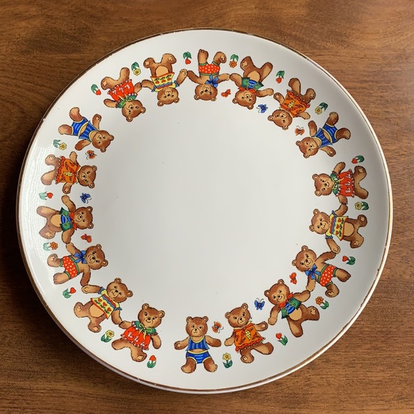 Vintage Kids Teddy Bear plate bowl cup set Child’s stone we are serving set 1985 - Picture 5 of 15